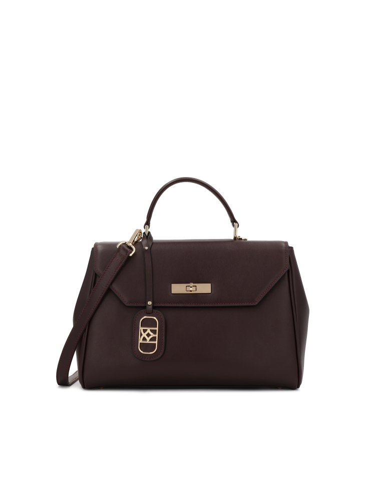 Maroon elegant leather handbag