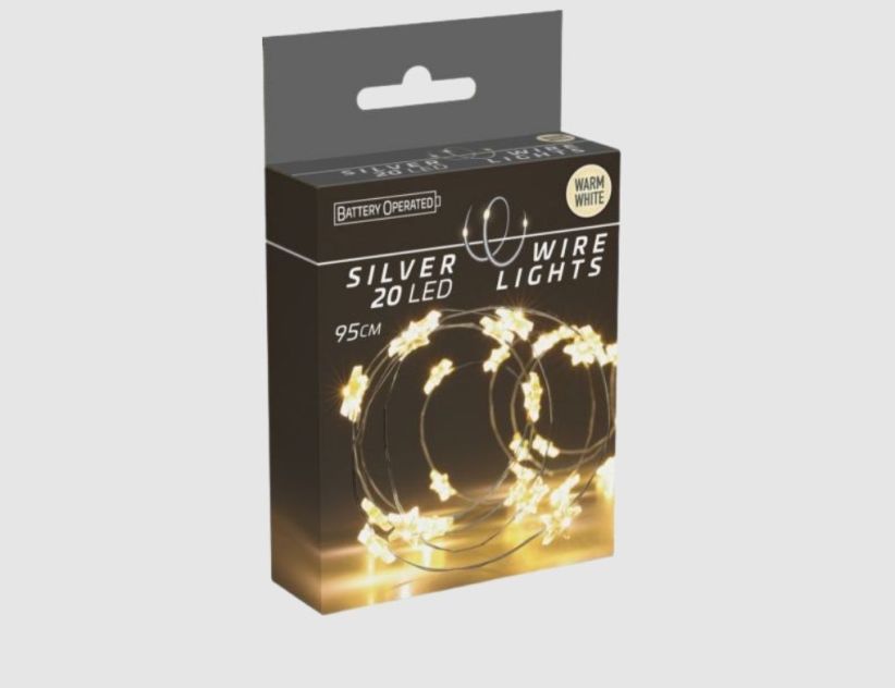 LED-Drahtlichterkette mit Sternen 20 LEDs warmweiß 95cm