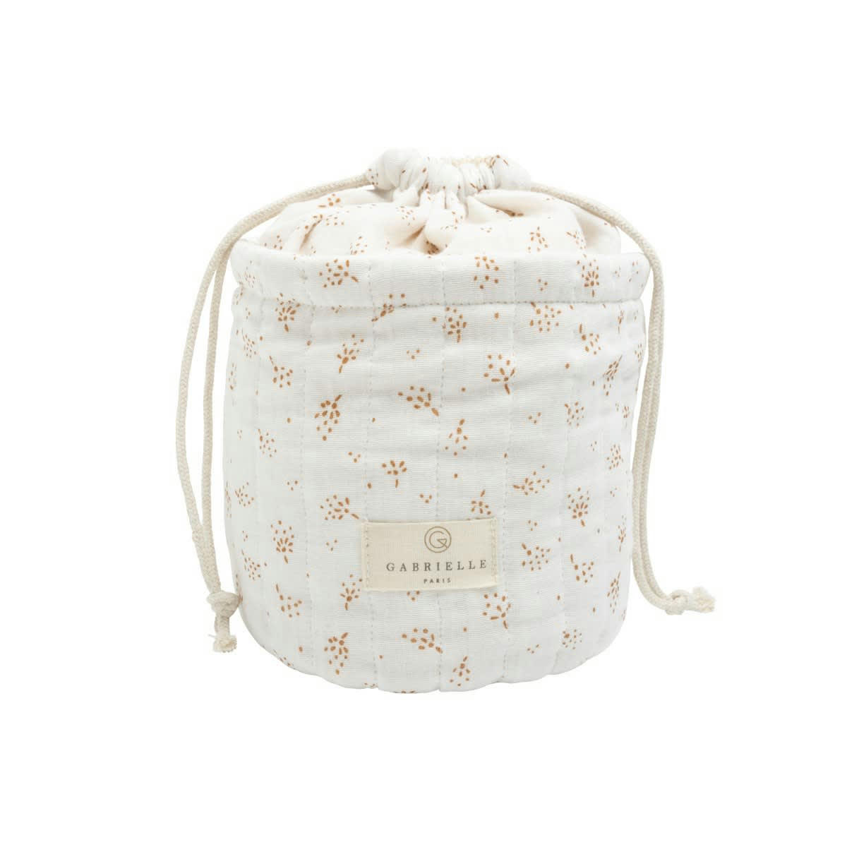 GREEN & KIDS - Petit pochon en gaze de coton imprimé crème