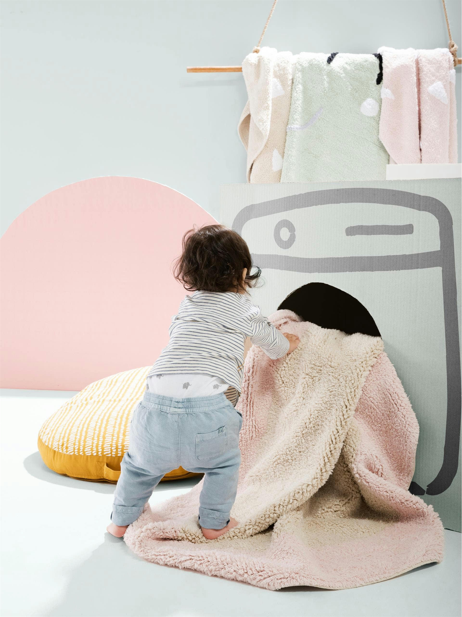 INKA - Tapis lavables pour enfants bleu clair D 100 rond