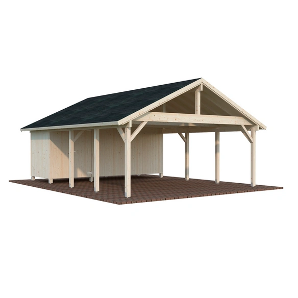 Carport »Robert«, Aufstellmaße BxTxH: 637 x 764 x 363 cm, tauchgrundiert, Holz