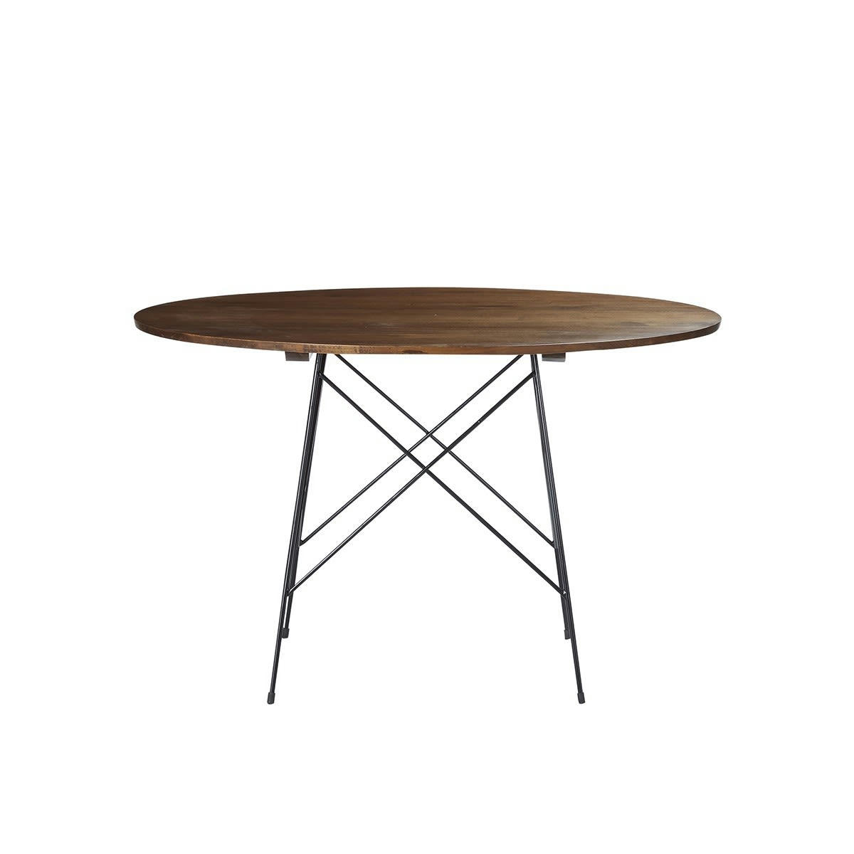 MILO - Table ronde en mindy massif finition noyer 4 personnes