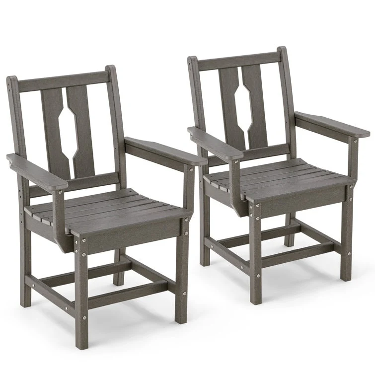 Erommy Outdoor Dining Chairs, Made of HDPE Materia and Metal Frame Reinforcement(set of 2)