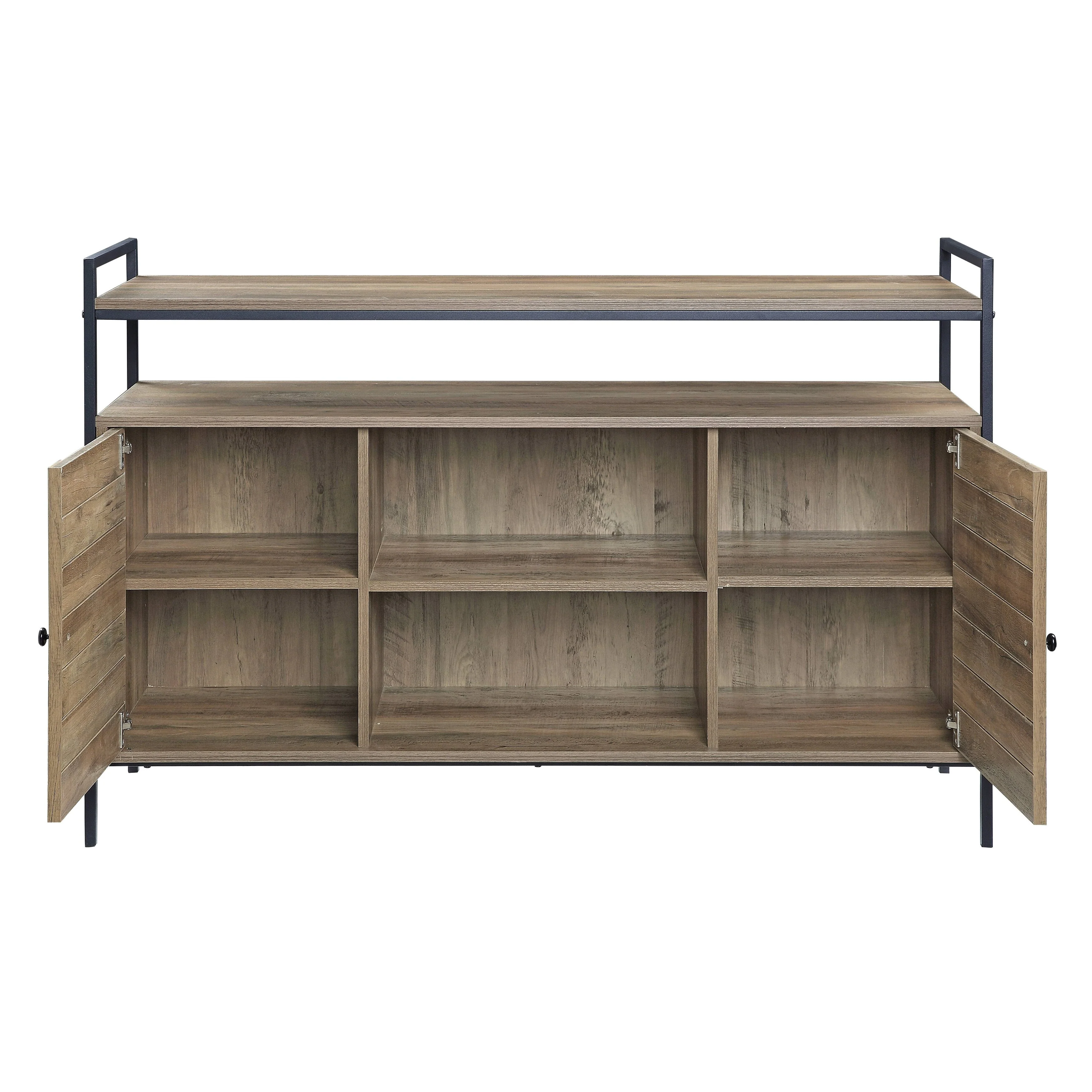 52 TV Stand with 2 Management Holes, Metal Frame and Storage Shelf for TVs Up to 50