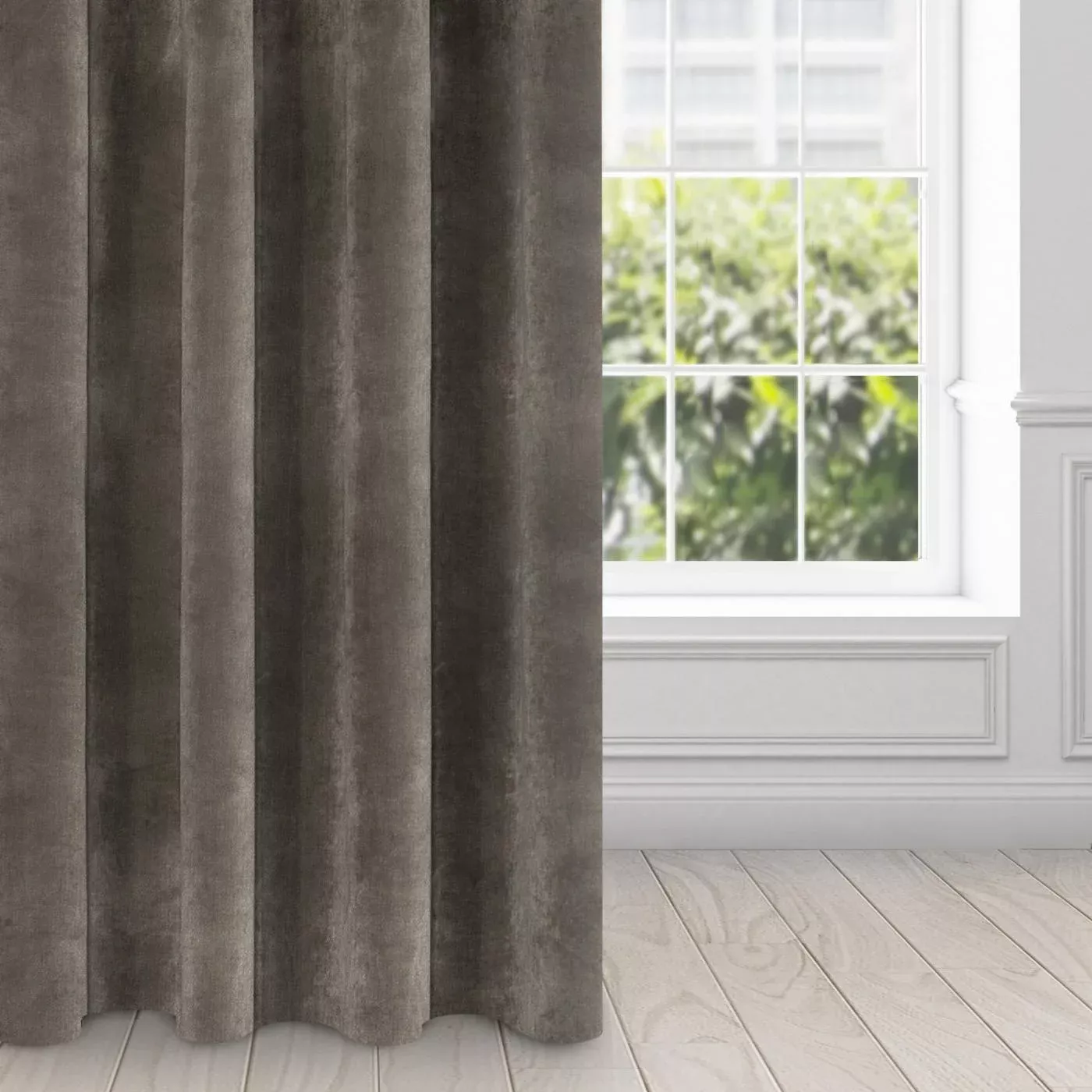 Zasłona grafitowa z ekskluzywnego aksamitnego welwetu 290 g/m2 140x250 cm 10 szt. przelotek - VILLA
