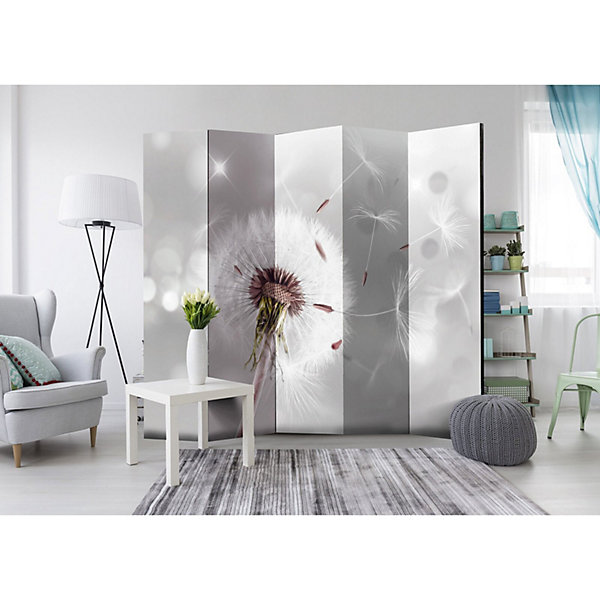Paravent Saisissant l'Invisible II - élégance et Design 225 x 172 cm Gris et Blanc