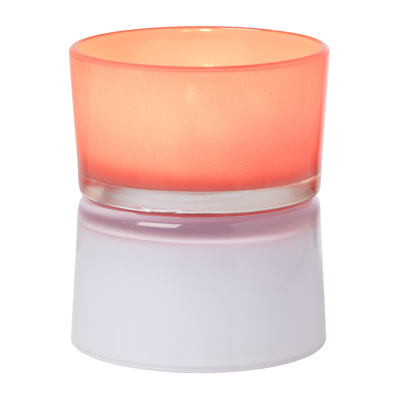 Waxinelichthouder dubbel - rood/lila - &Oslash;8.6x10.2 cm