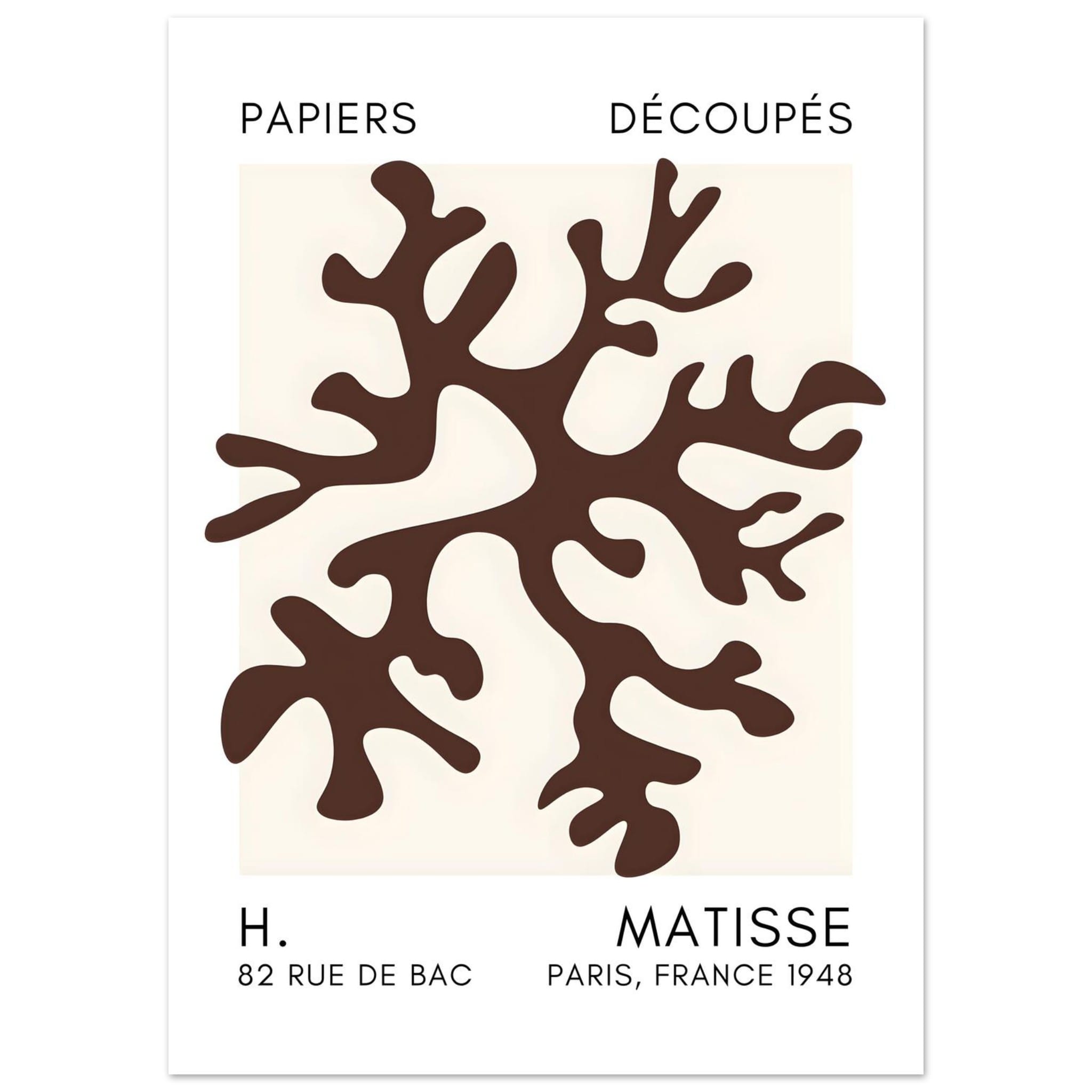 Artfulprints Poster Matisse – Dreamy coral flower brown  - 50x70 cm - Bruin