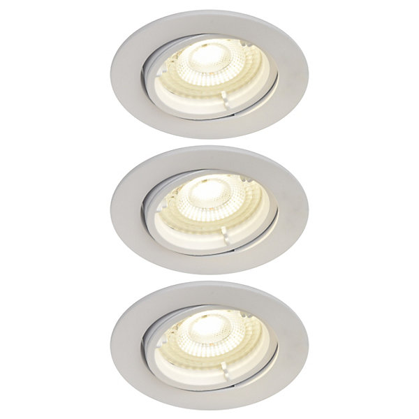 3 spots encastrables Salk GU10 blanc neutre IP20 450lm 4.9W Ø8.5xH.9.4cm blanc GoodHome