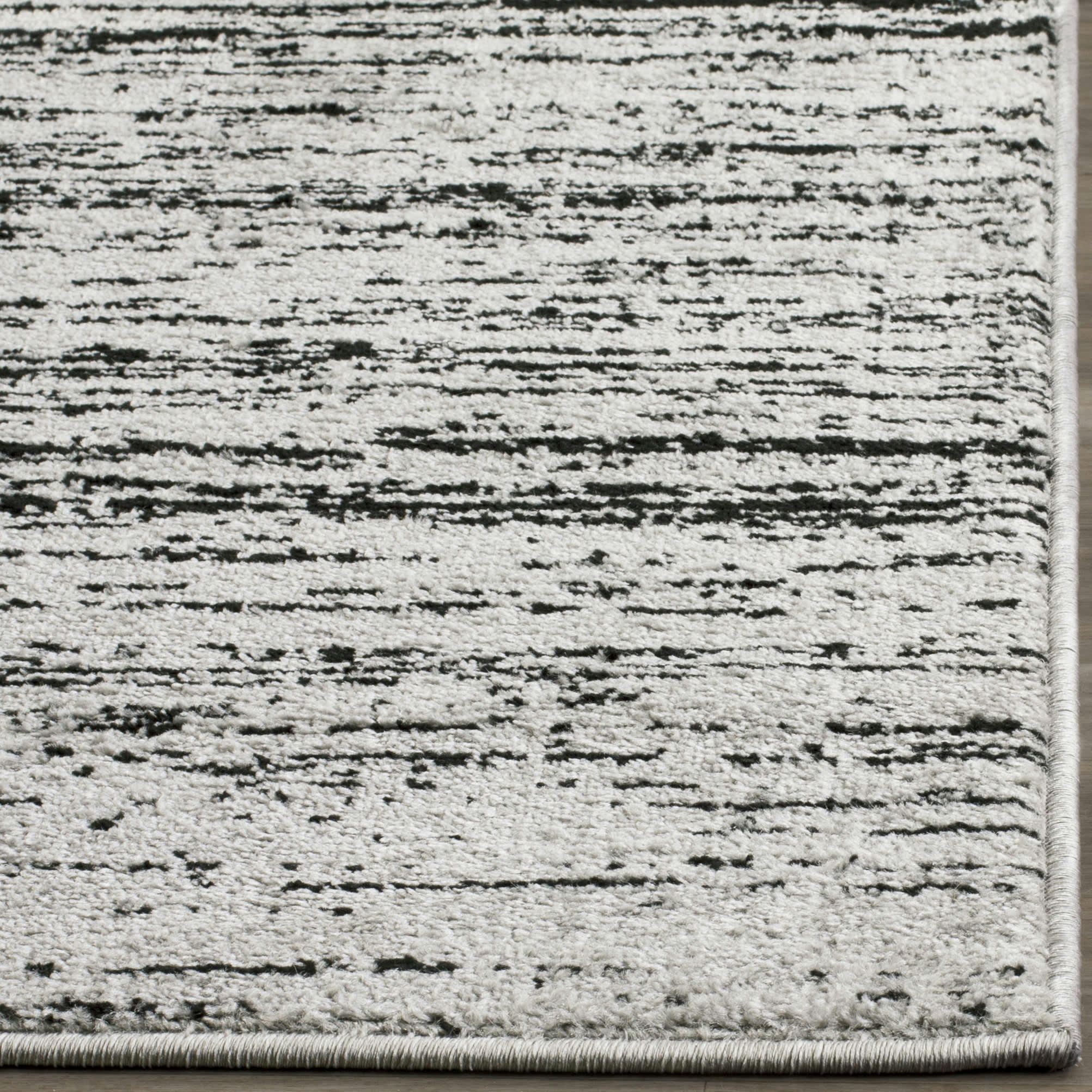 ADIRONDACK - Tapis de salon interieur en argente & noir, 122 x 183 cm