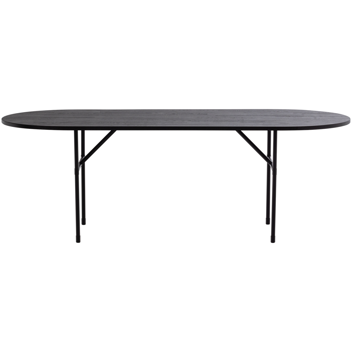 WOOOD eettafel ovaal met h-poot Arthur - Eikenhout - Zwart - 75x220x90