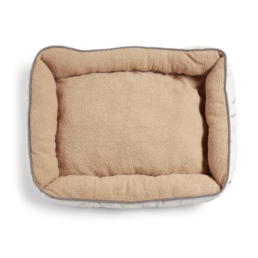 Panier couchage chien marron et motif os 55x75cm