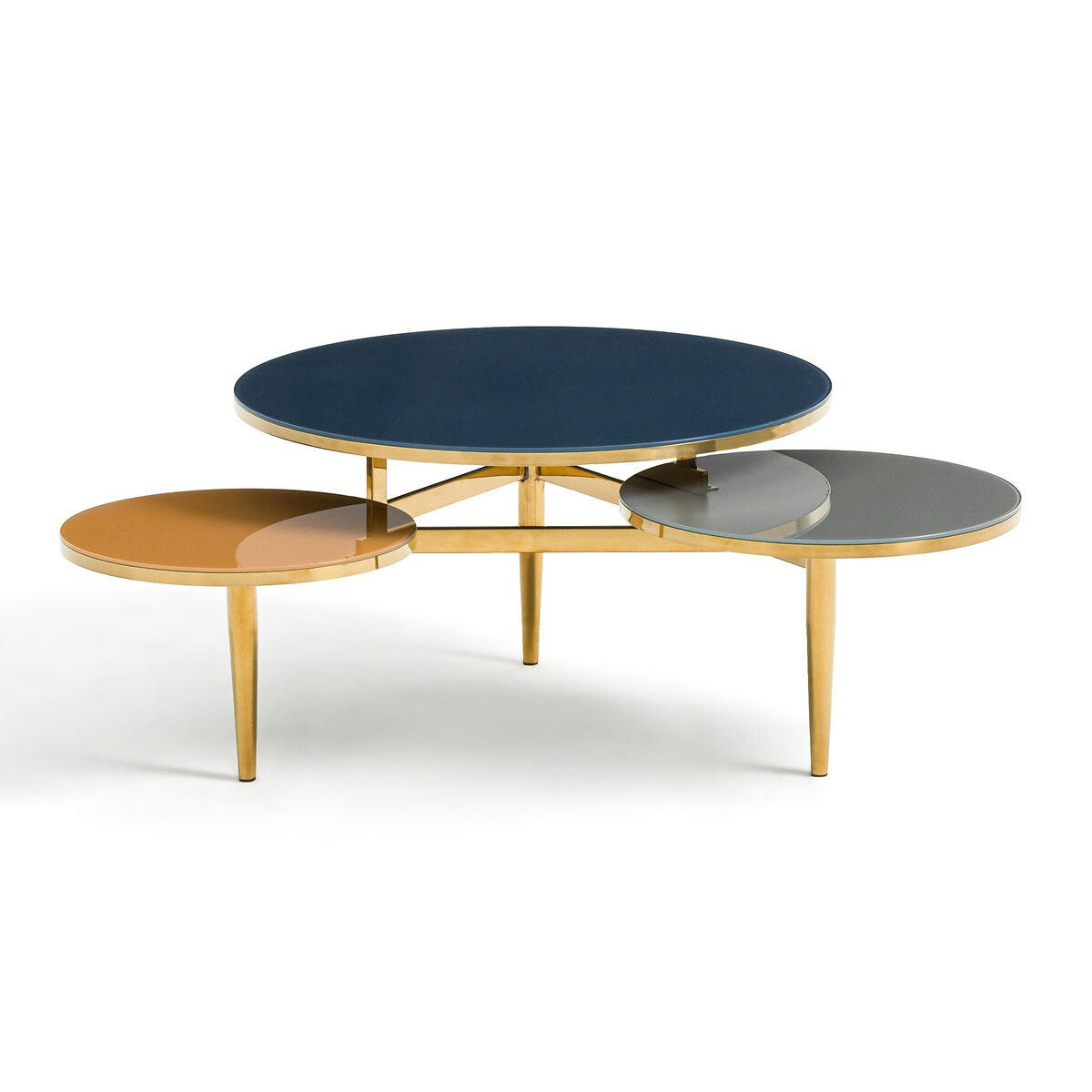 Table basse 3 plateaux verre trempé, Ruben