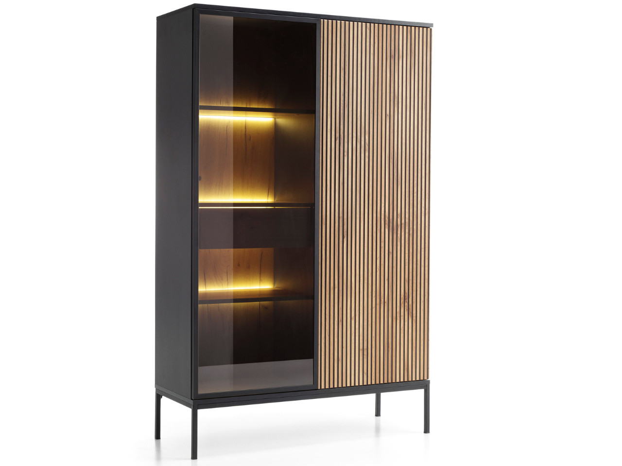 Witryna DEO 104 cm Dąb Wotan/Grafit