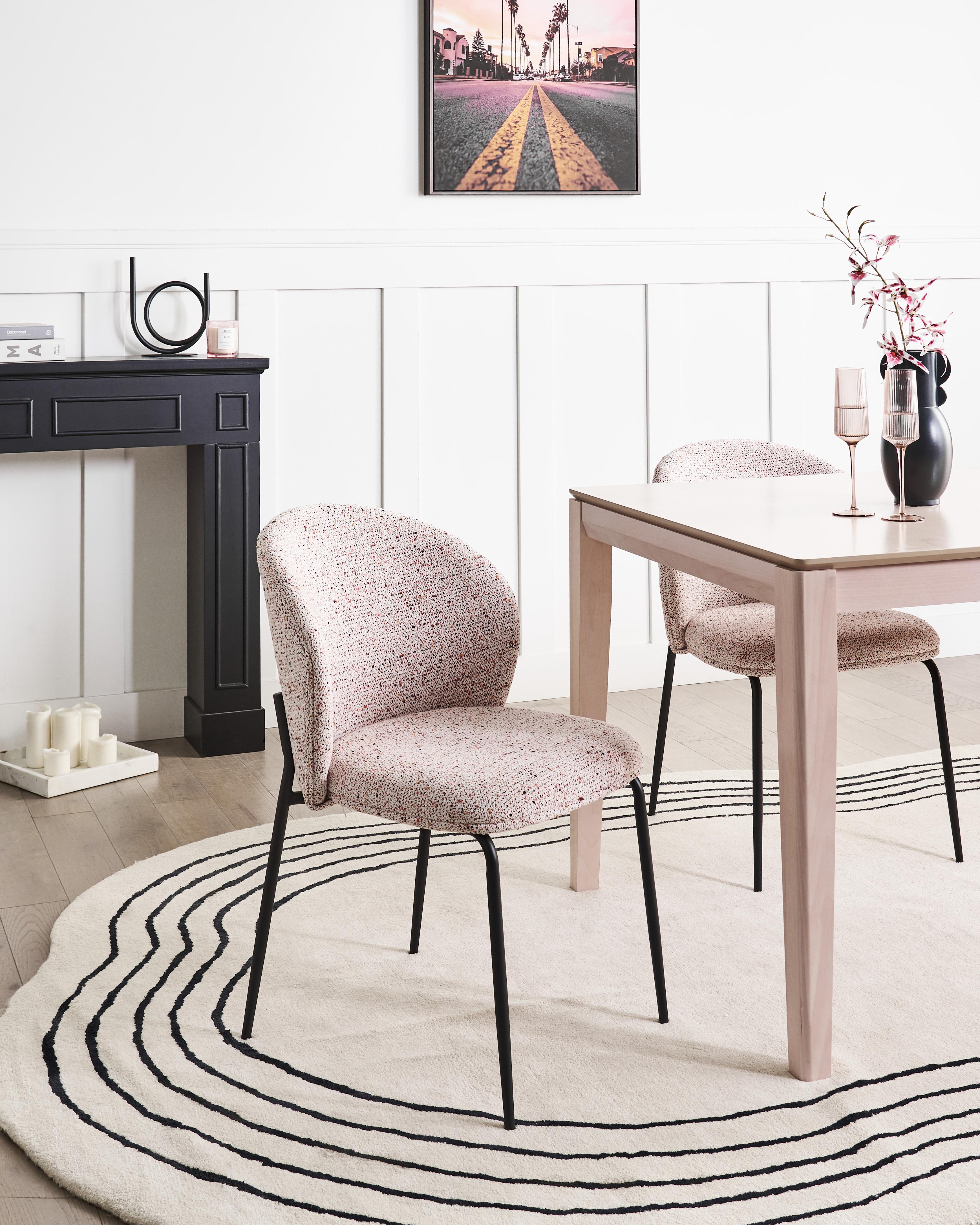 Set of 2 Dining Chairs VIDETTE Fabric Beige
