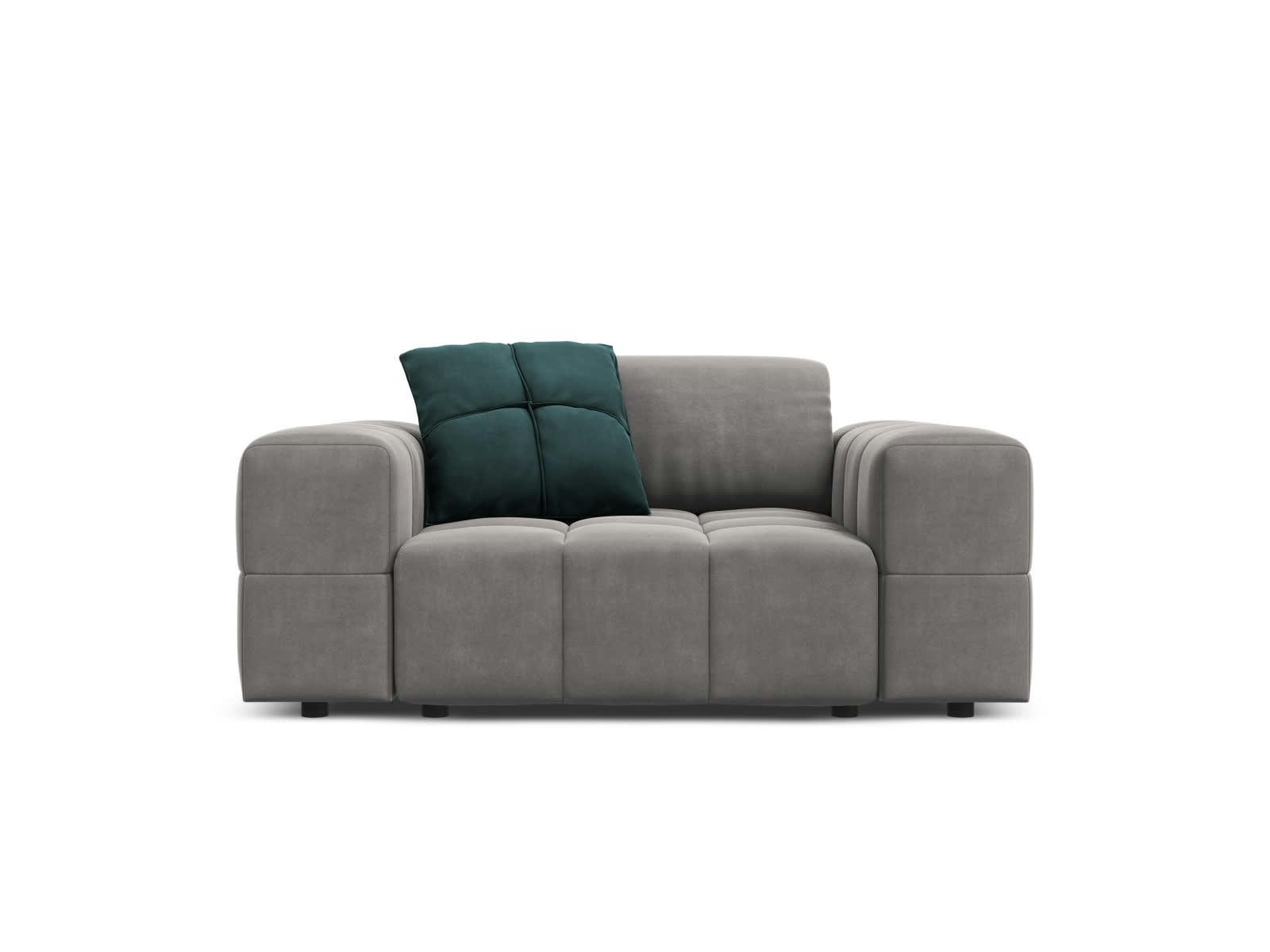 LUC - Fauteuil en tissu velours gris clair