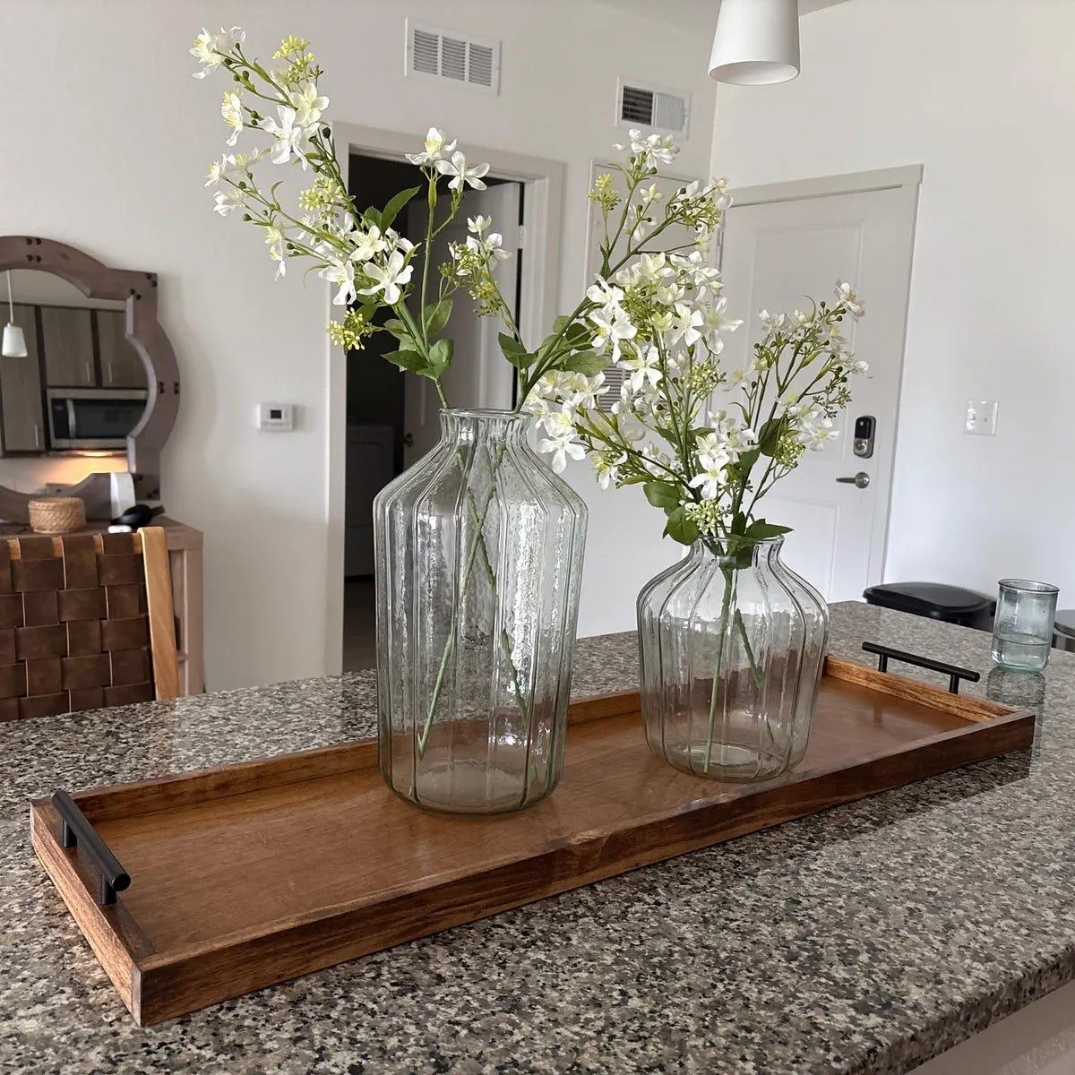 Wooden centerpiece serving tray, ottoman coffee table tray, charcuterie board, Mother's day gift for mom, cheese board, wood serving tray