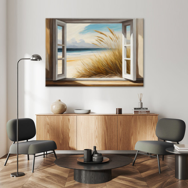 Feeby Obraz, Widok z okna na plażę 60x40