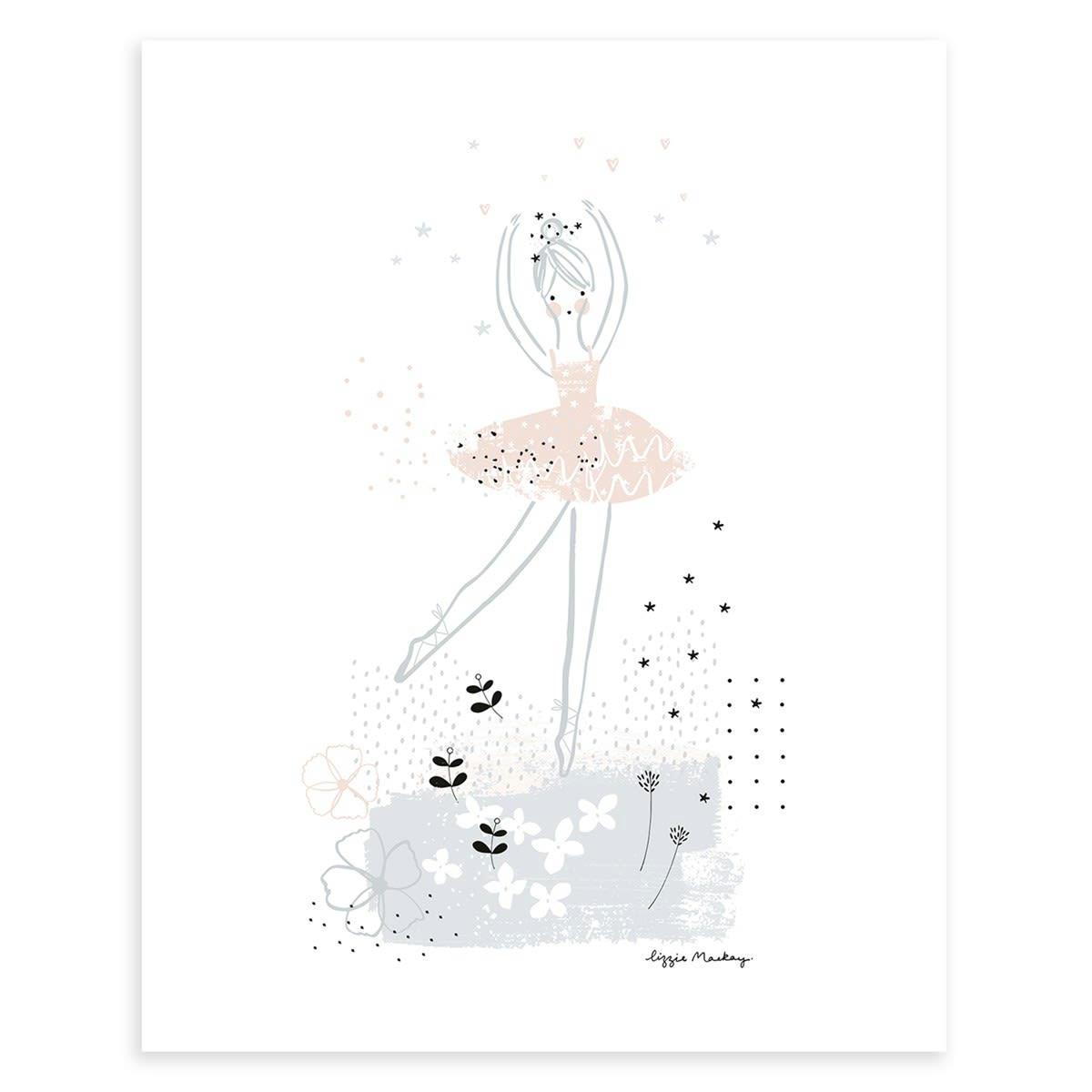 BALLERINA - Affiche danseuse pirouette en Papier Rose