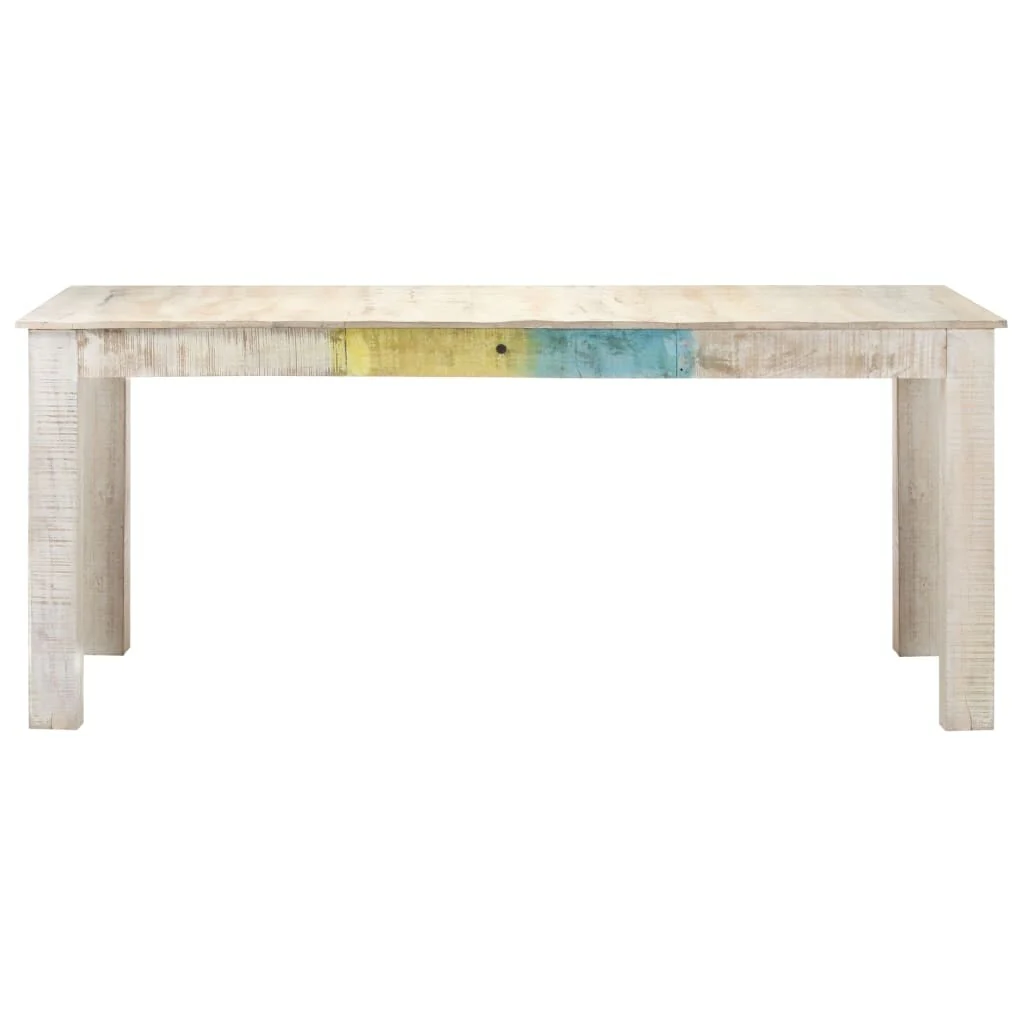 vidaXL Dining Table White 70.9x35.4x29.9 Solid Mango Wood