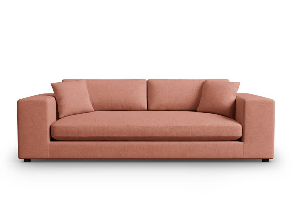TENDANCE - Canapé 4 places en tissu structuré rouge