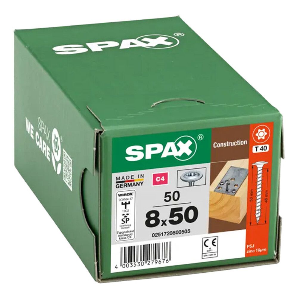 STRUKTURSKRUE SPAX T-STAR PLUS HI.FORCE C4 T40 8X50MM 50STK