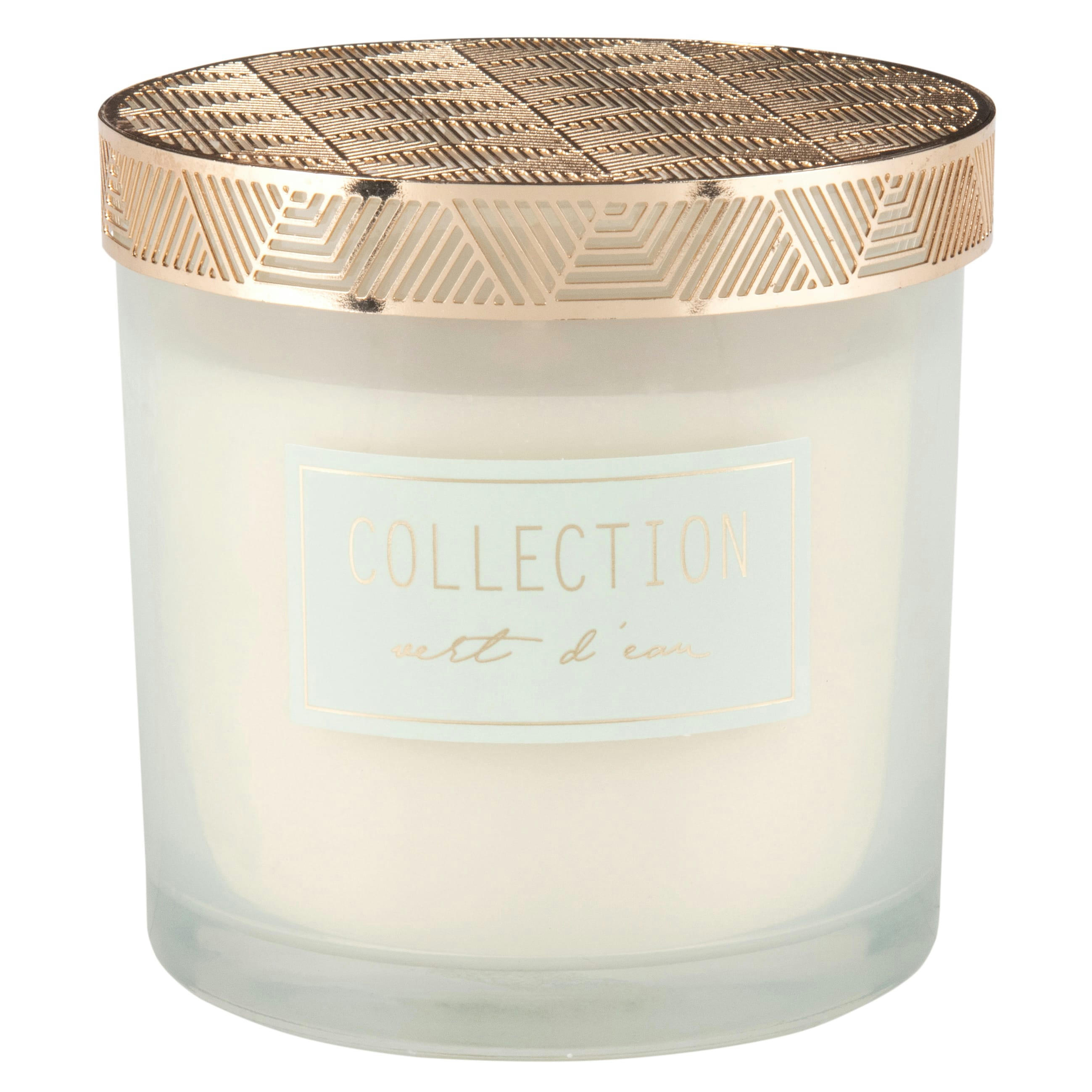 CLASSIQUE - Bougie parfumée en verre teinté vert et métal doré 350g