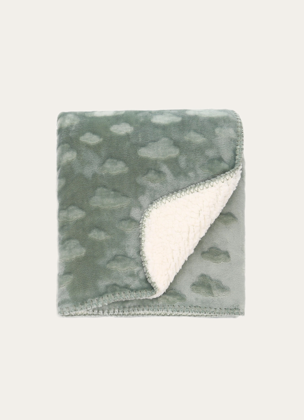 PLAID DOUX à MOTIFS NUAGES VERT