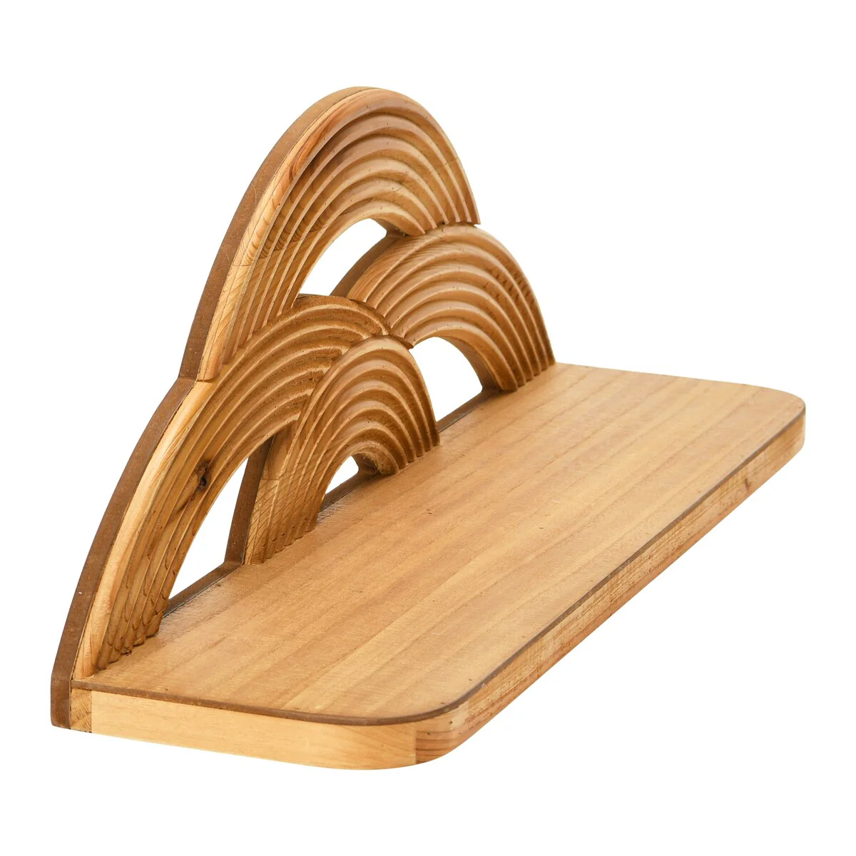 MDF and Wood Wall Shelf with Arches, Natural