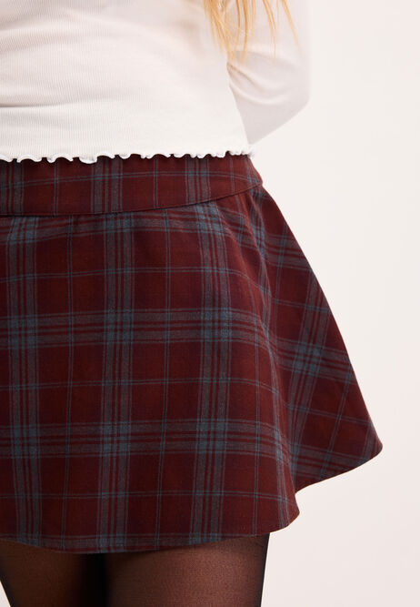 Older Girls Brown Check Flippy Skirt