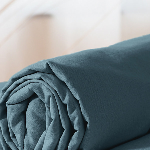 Drap housse 160x200 cm coton lavé LINO bleu marine
