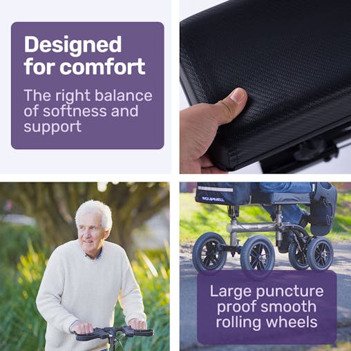 NNEMB Knee Scooter Walker-10 Tyres-Dual Brakes-Bag-Broken Leg Ankle Foot Mobility-Crutches Alternative-Titanium colour