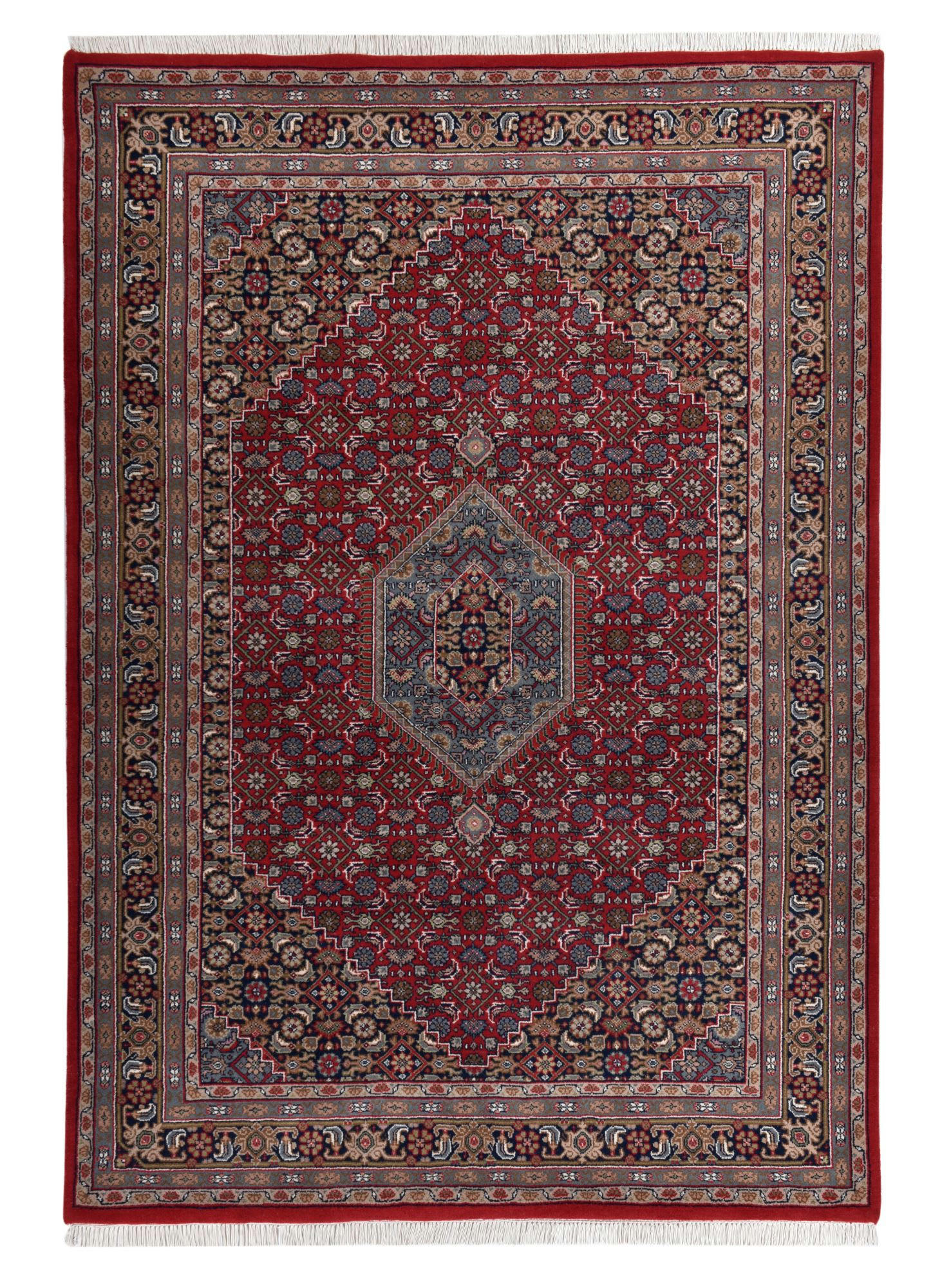 BENARES - Tapis d'orient classique noué main en laine rouge 170x240 cm