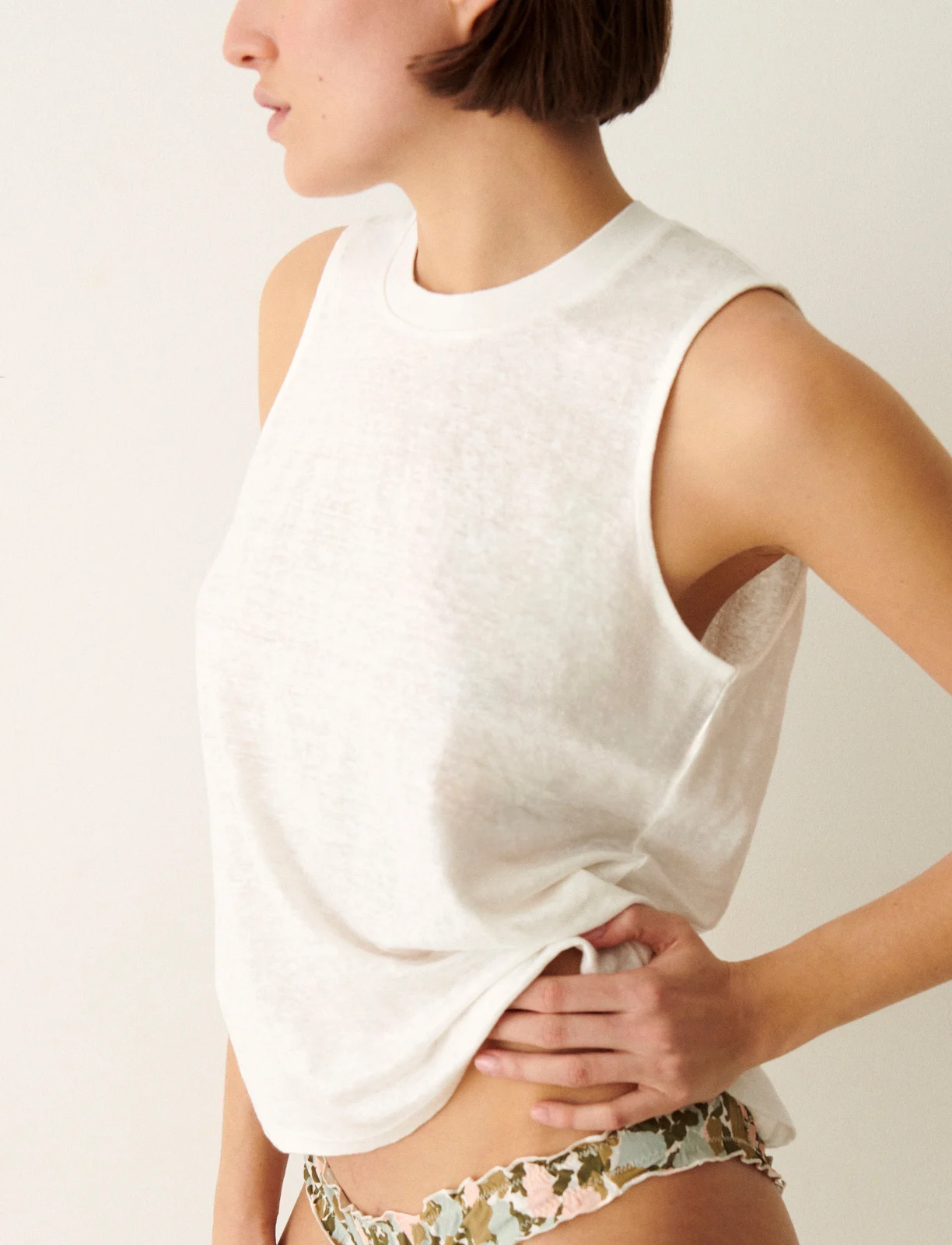 T-shirt sans manches LIN JERSEY