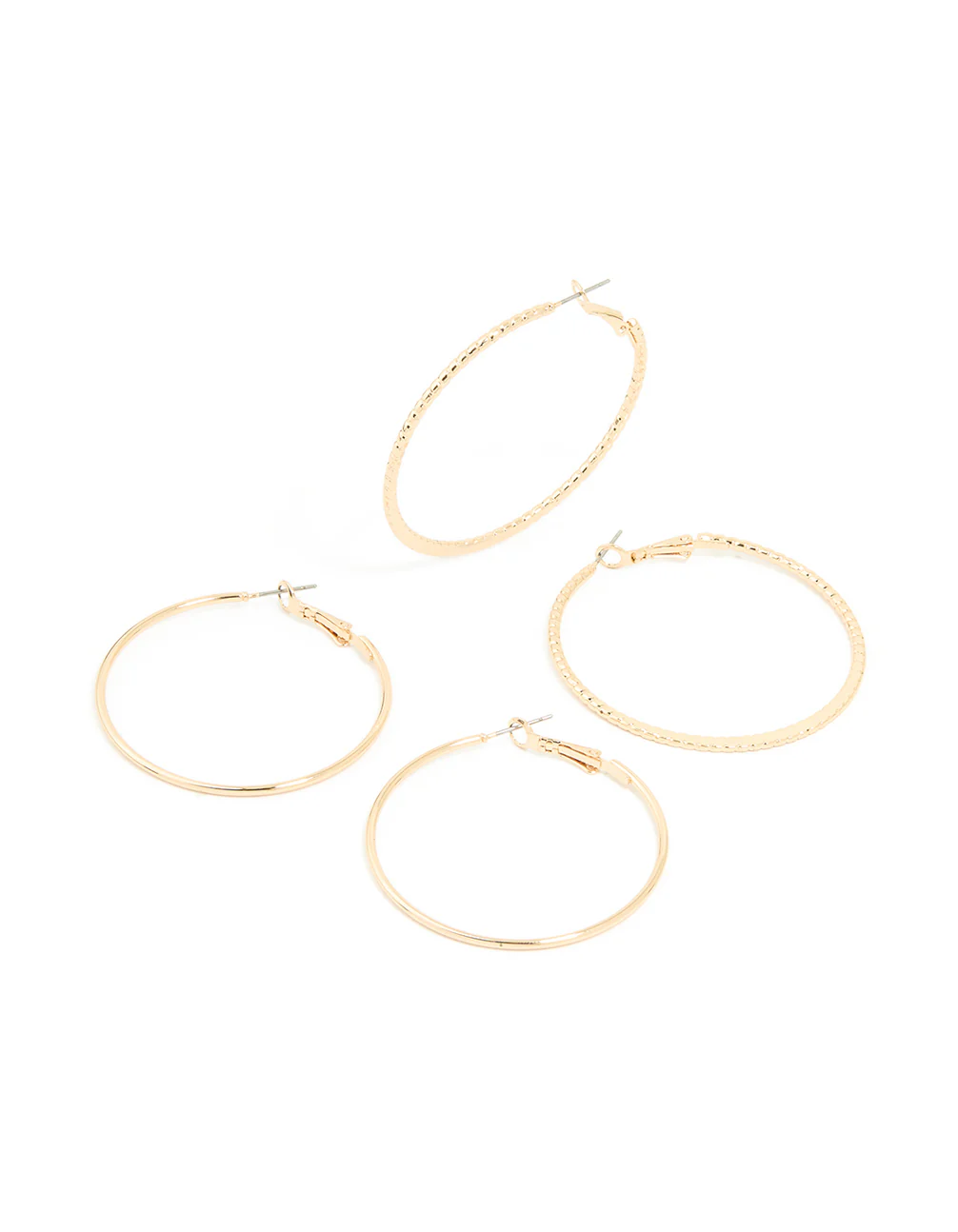 Gold Smooth & Textured Large Hoop Earrings 2-Pack