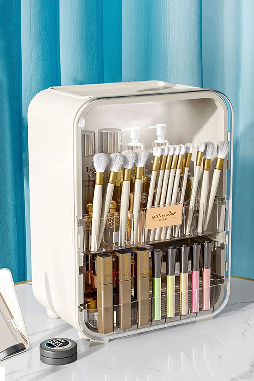 Living and Home Large Cosmetic Organizer Skincare Display Box with Makeup Mirror
