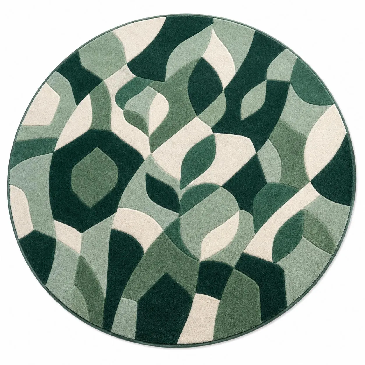 Handmade Tufted Oval Rug, Abstract Green Sage Cream Modern Floor Decor