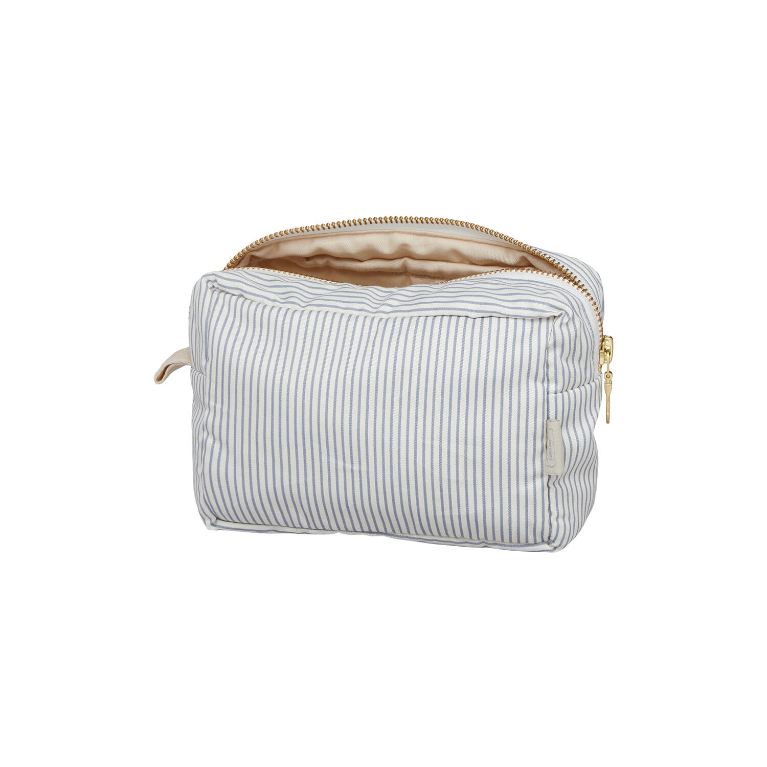 Makeup pung, classic stripes blue/praline