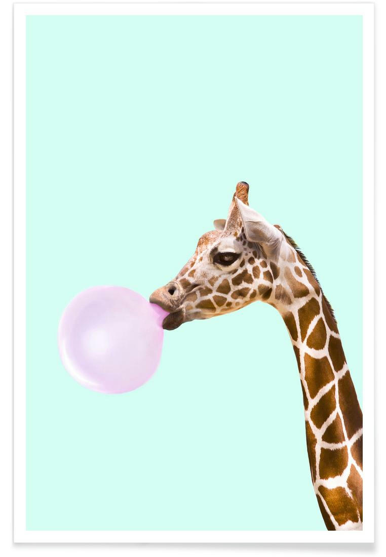 GIRAFFE - Affiche marron & rose