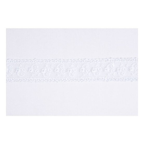 White Embroidered Tulle Lace Trim by the Metre
