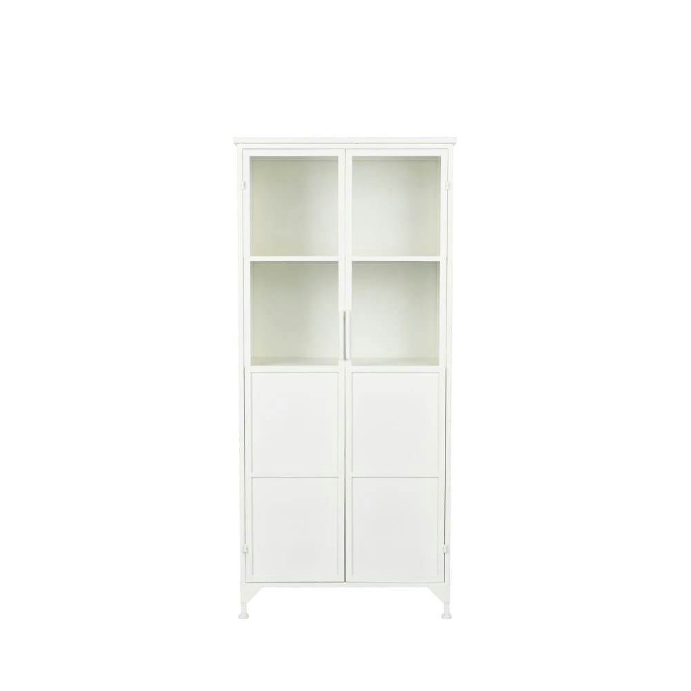 MIYA - Vitrine 2 portes en verre et métal H150cm blanc