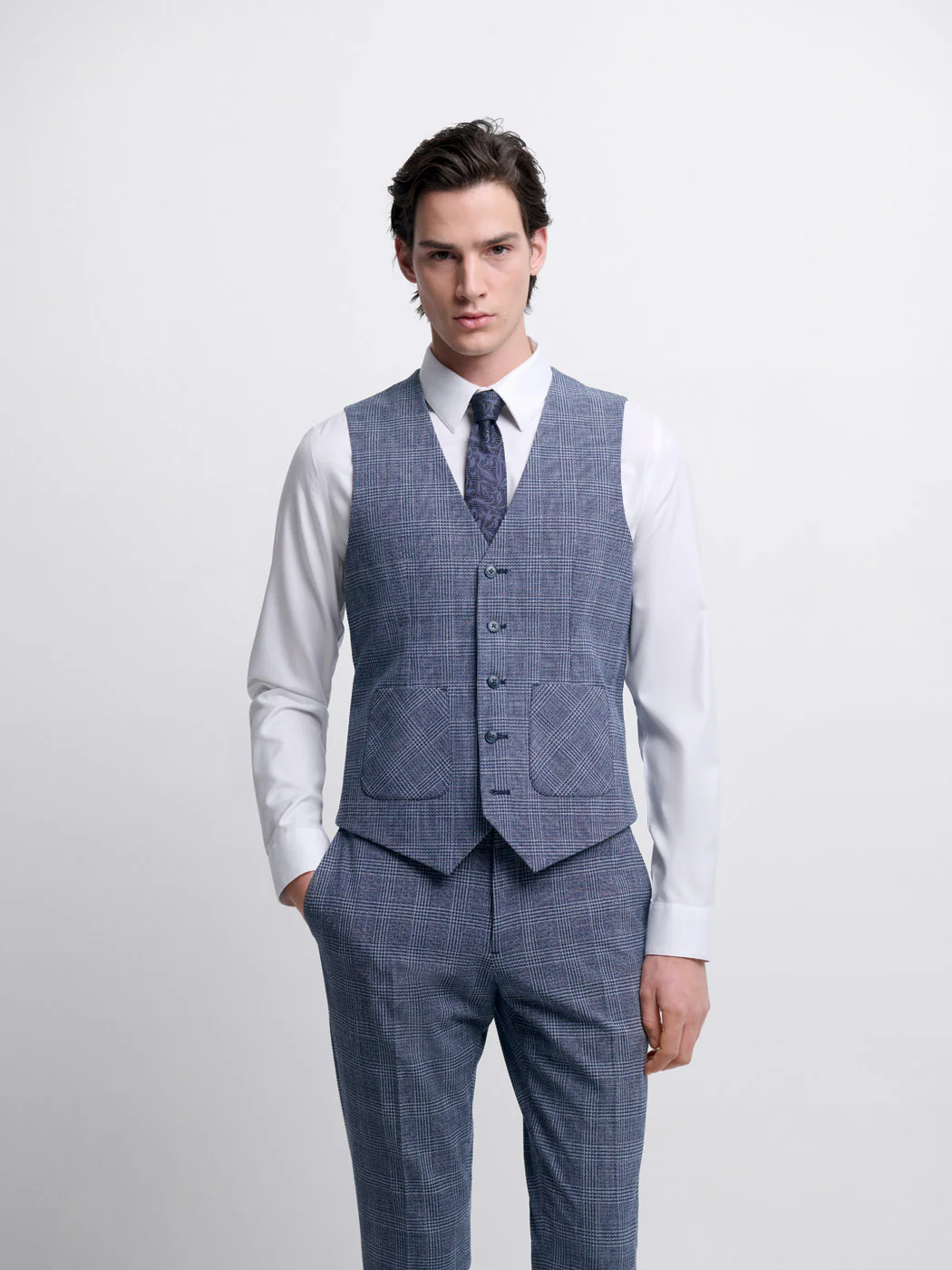 Gilet de costume à carreaux