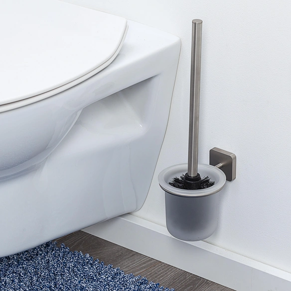 WC-Bürste »Onu«, Metall/Glas, silberblau