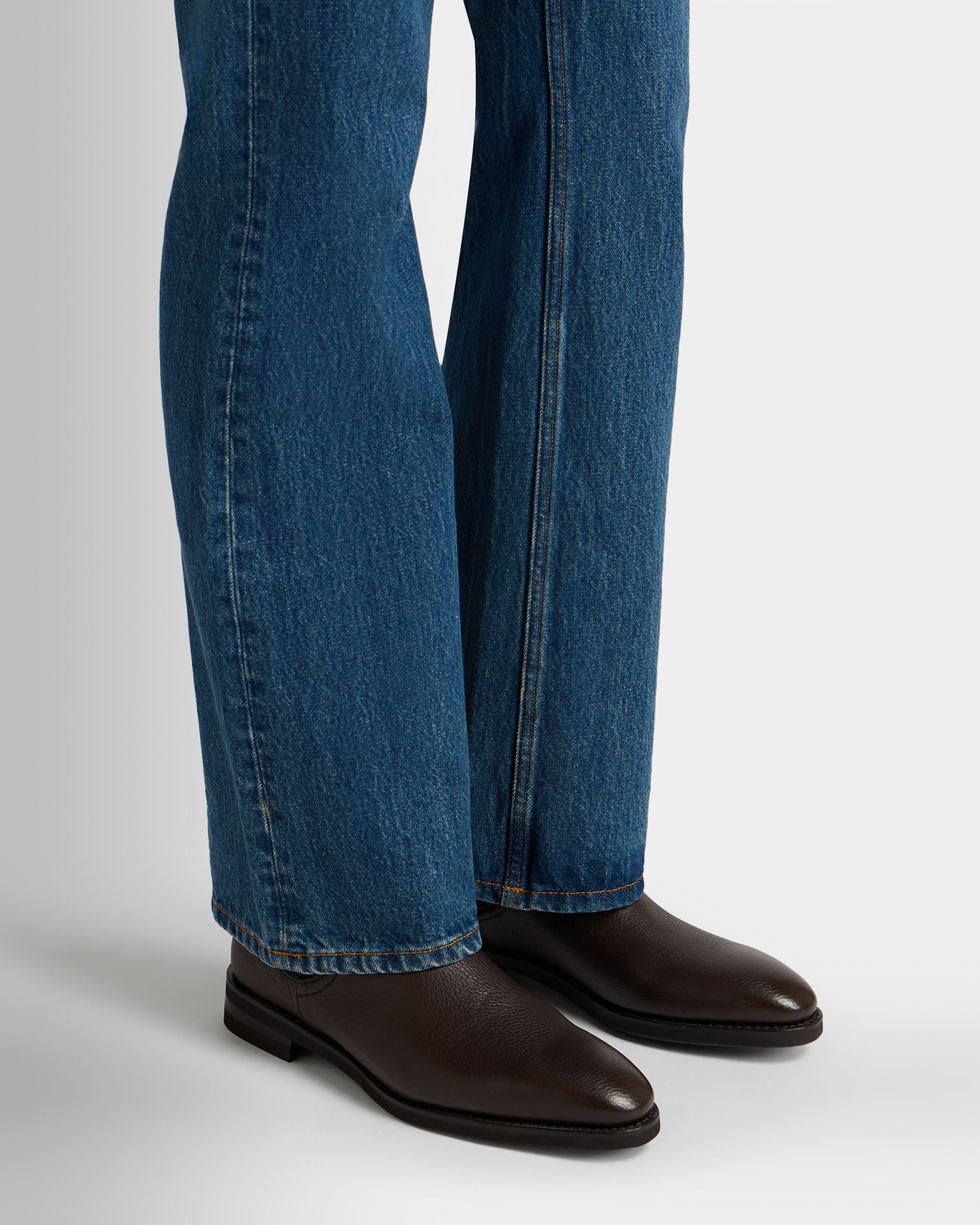 Scribe Un Stiefelette Aus Genarbtem Leder In Braun