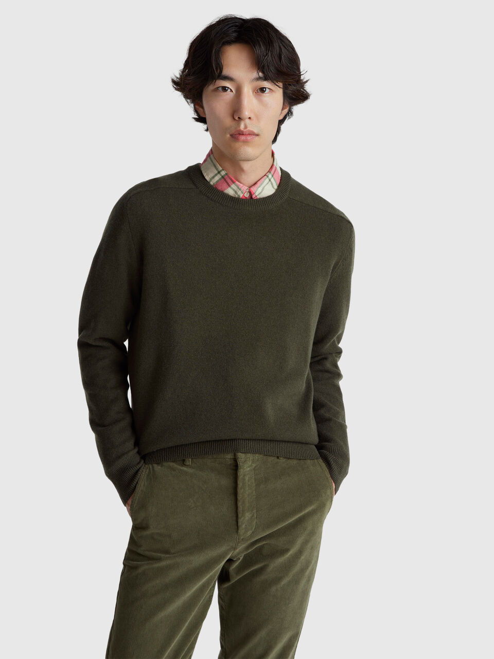 Crew neck sweater in pure Merino wool