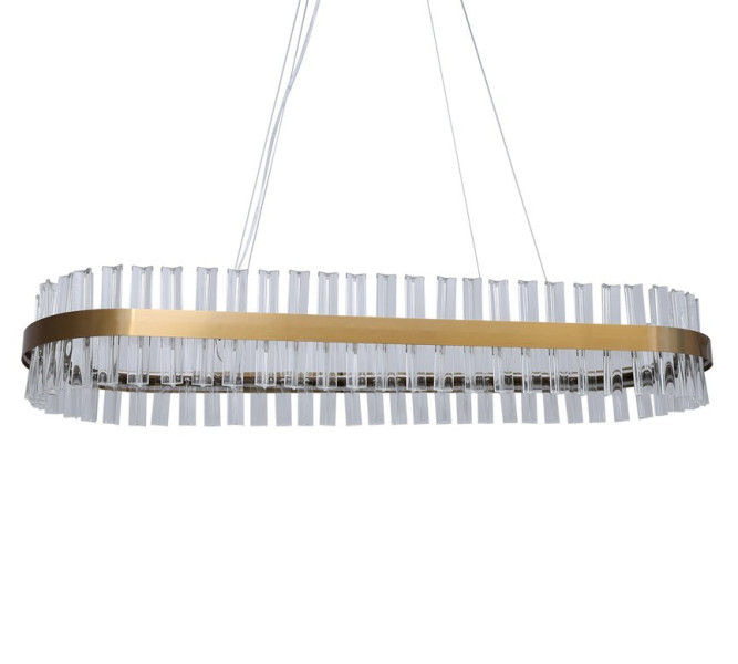 MONAKO piękny złoty żyrandol LED z kryształami 100cm owalny