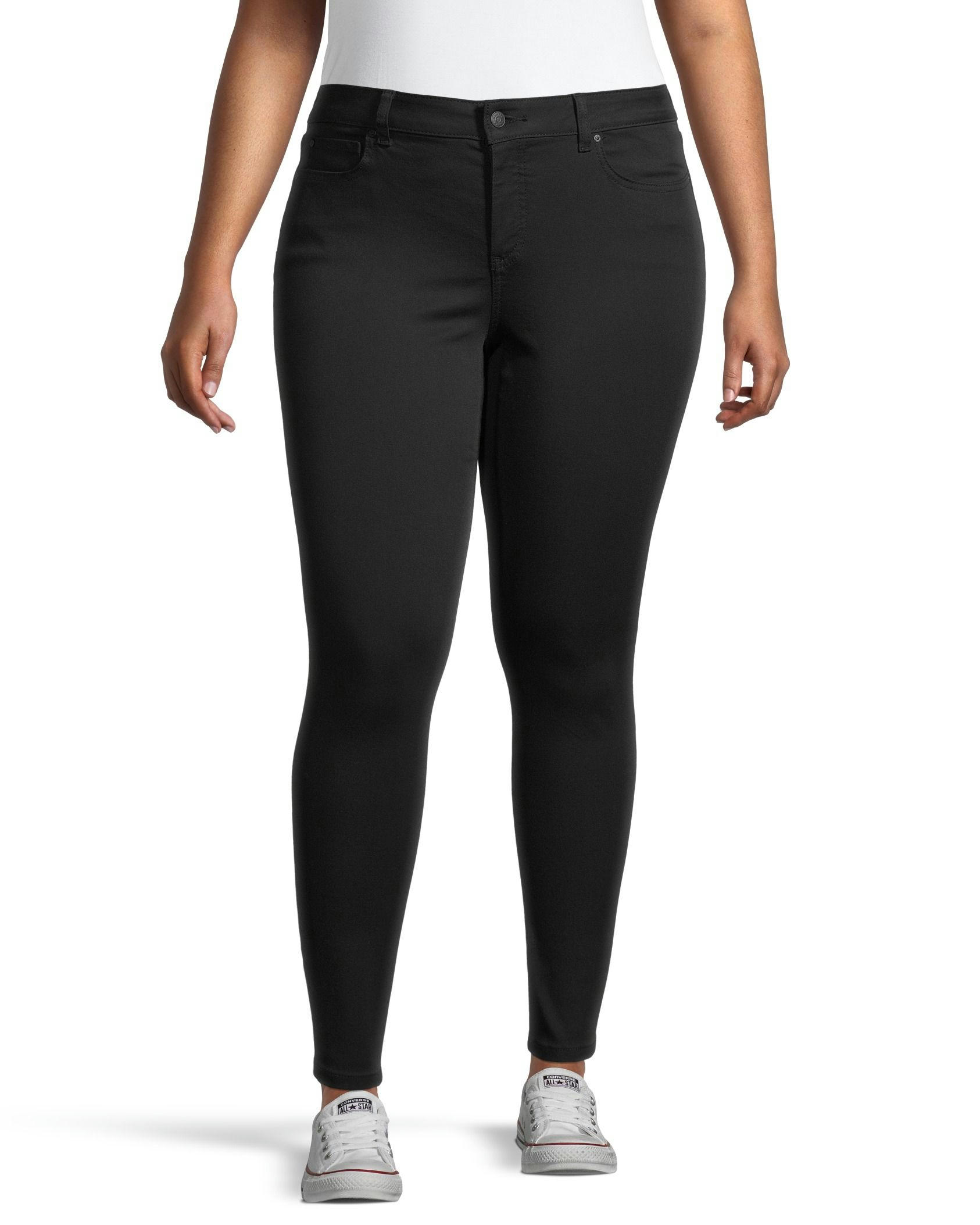 Denver Hayes Women's Curvy Fit Mid Rise Skinny Jeans - Black