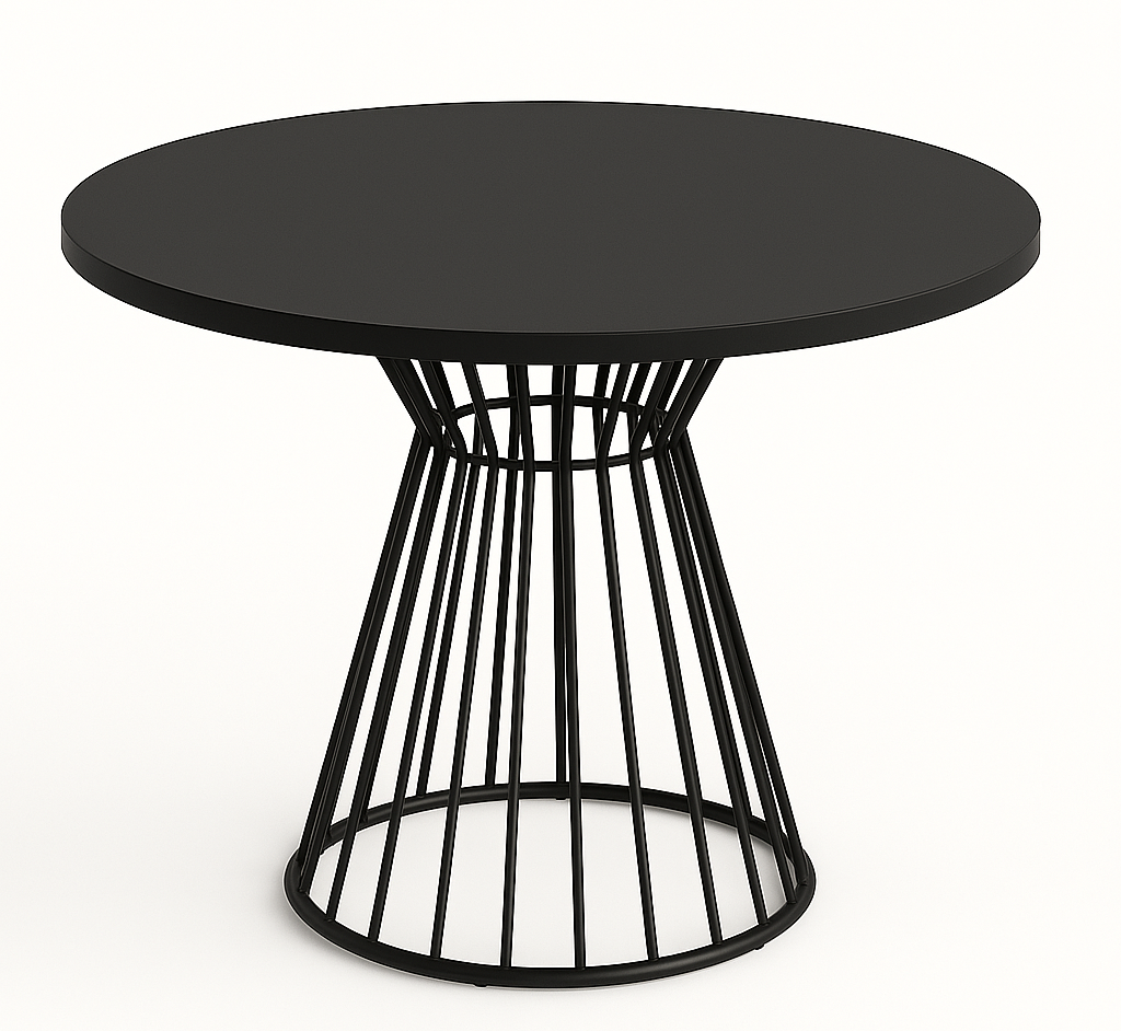 Okrągły stół Reo do salonu z metalową podstawą, blat 75 cm- czarny