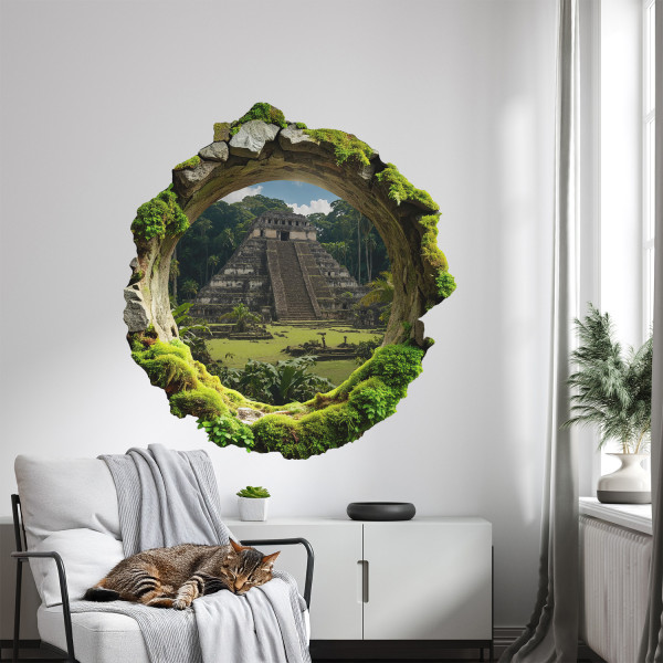 Naklejka wyrwa w ścianie tropikalna sceneria 3D 74x80