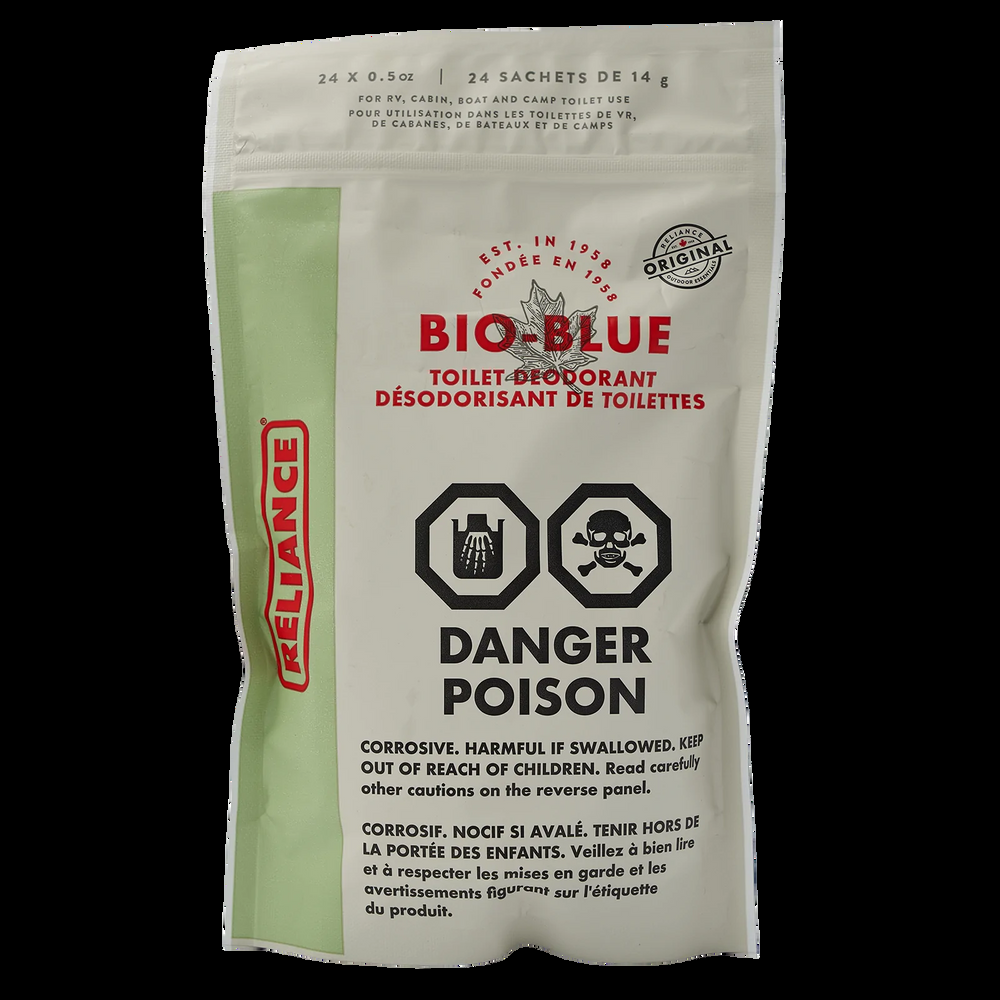 Reliance Bio-Blue Toilet Deodorant Sachets for RV, Cabin, Boat & Camp Toilet Use, Fresh, 24-pk